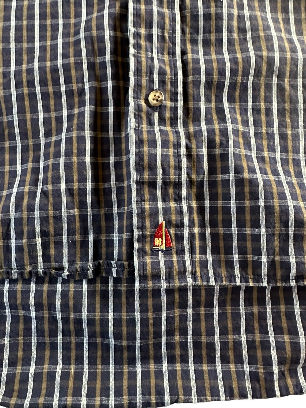 Nordstrom Men's Navy and White Plaid Button-Down Shirt XLT - Picture 5 of 13